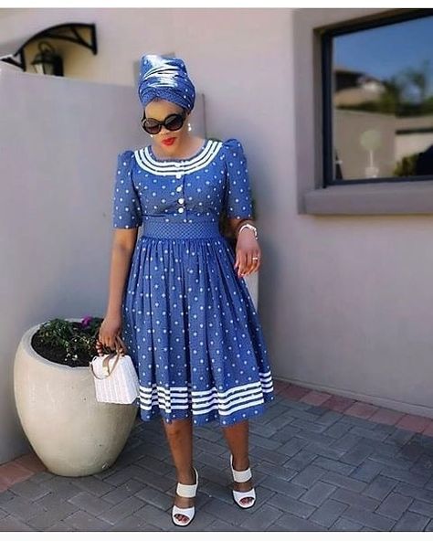 SHWESHWE TRADITIONAL PATTERNS ATTIRES AFRICAN FASHION Shweshwe Dresses South Africa, South African Traditional Dresses, African Traditional Wear, Shweshwe Dresses, Traditional African Clothing, Dressing Well, Best African Dresses, Short African Dresses, African Dresses Modern