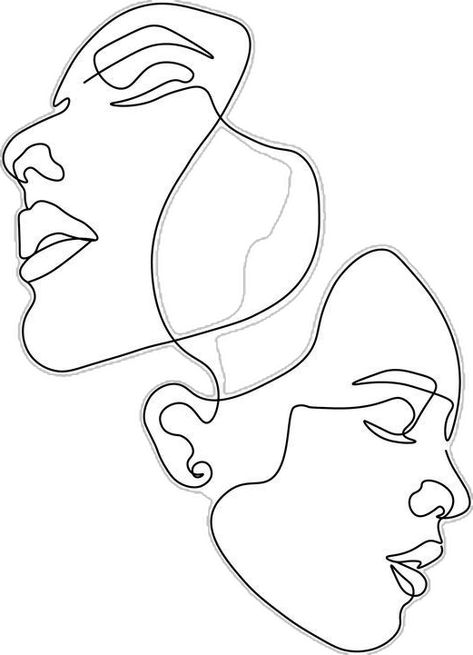 Two Side Woman Face in One Line Art Design in 2022 Two Face Drawing, One Line Face Drawing, One Line Face, Embroidered Canvas Art, Line Face, Drawing Line Art, Face Outline, Face Line Drawing, Female Face Drawing