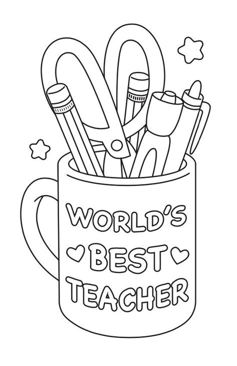 World's Best Teacher Printable Coloring Card Appreciation Coloring Pages, Teacher Coloring Pages, Teachers Day Drawing, Coloring Pages Activities, Bee Family, Free Kids Coloring Pages, Teacher Appreciation Gifts Diy, Abc Coloring Pages, Teacher Appreciation Cards