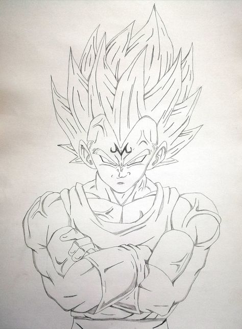 Majin Vegeta Sketch, Goku Vegeta Drawing, Majin Vegeta Art, Vegeta Drawing Sketch, Majin Vegeta Drawing, Vegeta Drawings, Majin Tattoo, Vegeta M, Goku Art Drawings