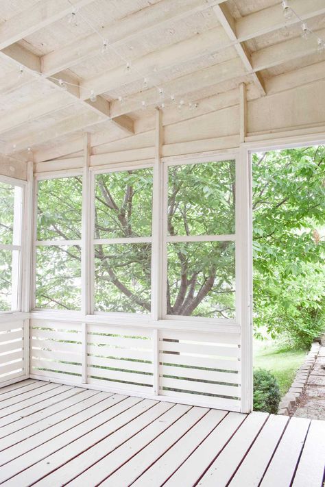 Adding Paneling to a Screened in Porch Screen Porch With Half Wall, Decks With Screened In Porch, Carport To Screened In Porch, Screened In Carport, Screened In Balcony, Small Screened In Porch, Screened Room, Screened In Porch Diy, Porch Kits