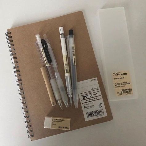 Muji Stationary, Muji Stationery, Muji Pens, Studying Stationary, Materi Bahasa Jepang, Study Stationery, Stationary School, Cute School Supplies, Study Motivation Inspiration