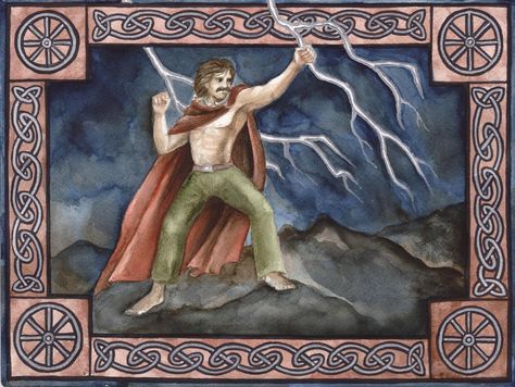 Taranis by Laiyla Celtic Painting, Russian Mythology, Celtic Deities, Celtic Nations, Mythology Books, Celtic Gods, Pagan Symbols, God Of Thunder, Celtic Culture