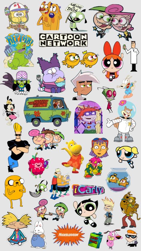 Cartoons 90’s Cartoon Characters, 3 Characters Cartoon, 90’s Cartoon, Vintage Cartoon Aesthetic 90s, Old Cartoon Network Characters, 2000 Cartoon Characters, Cartoon Stickers Printable, Old Cartoons Aesthetic, 2000s Cartoon Characters