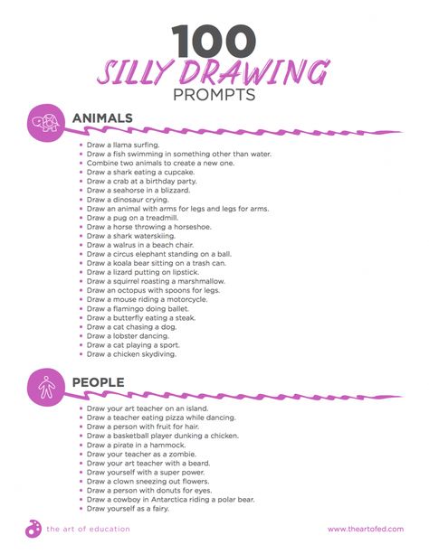 DOWNLOAD: 100 Silly Drawing Prompts to Engage Your Students Comics Sketch, Sketchbook Prompts, Kunstjournal Inspiration, Classe D'art, 30 Day Drawing Challenge, Drawing Ideas List, Art Journal Prompts, Drawing Prompts, Creative Drawing Prompts