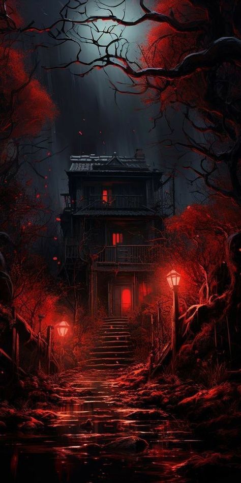 Vibes Phone Wallpaper, Haunted House Pictures, Trees At Night, Innovative Design Ideas, Magic Background, Cyberpunk Clothing, Japanese Art Modern, Creepy Backgrounds, Creepy Houses