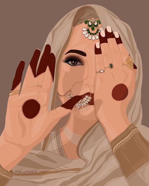 Henna Illustration Art, Mehndi Artist Logo, Mehndi Illustration, Couple Illustration Wedding, Wedding Couple Cartoon, Desi Art, Wedding Drawing, Boho Art Drawings, Art Prints Boho