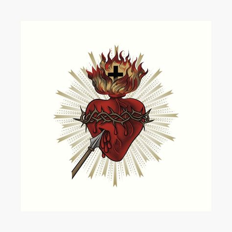 Sacred Heart Drawing, Most Sacred Heart Of Jesus, Catholic Devotions, Catholic Symbols, Sacred Heart Art, Jesus Tattoo, The Sacred Heart, Sacred Heart Of Jesus, Heart Of Jesus