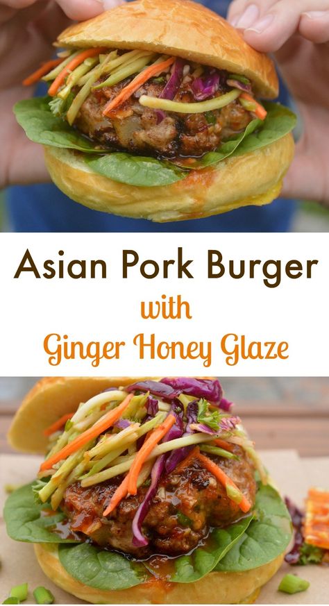 Paninis, Thai Hamburger Recipe, Asian Pork Burgers, Pork Smash Burger, Pork Burgers Recipes Ground, Pork Burger Recipes, Asian Burger, Hamburger Ideas, Pork Burgers Recipes