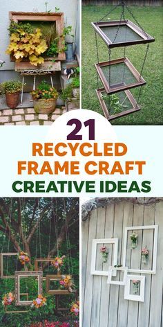 Unique Photo Frame Ideas Creative, Old Picture Frame Ideas, Repurpose Picture Frames Diy, Frame Craft Ideas, Diy Picture Frames Crafts, Repurpose Picture Frames, Picture Frame Projects, Vertical Succulent Gardens, Diy Picture Frame