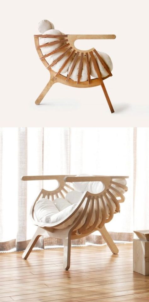 Sculpture Chair, Furniture Design Unique, Dining Chairs Diy, Unique Chairs, Unique Chairs Design, Sculptural Chair, Plywood Chair, Artistic Furniture, Farmhouse Dining Chairs