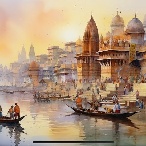 Buy Beautiful Indian Fantasy City Modern Print Extra-large Wall Art Desi Art South Asian Art I Indian Art Canvas Print Antarmada Art Online in India - Etsy South Asian Fantasy Art, Indian City Art, Fantasy City Modern, Indian Fantasy Art, Asian Fantasy Art, Banaras Ghat, Indian Landscape, Painting Items, India Landscape