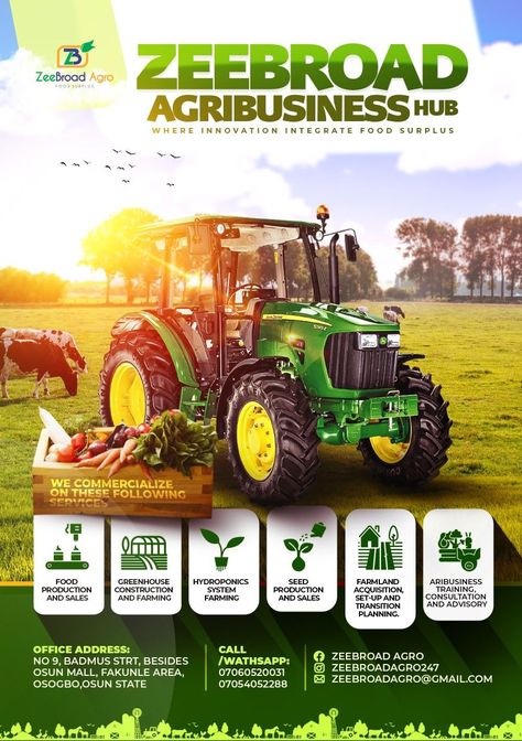 Zeebroad Agribusiness Agro Poster Design, Agriculture Flyer Design, Agriculture Social Media Design, Agriculture Poster Design Ideas, Agriculture Flyer, Agriculture Ads, Agriculture Poster, Farmer Poster, Farm Poster