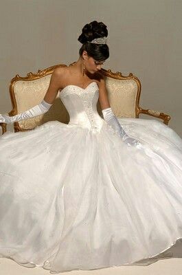 My attire/accessories for a Disney wedding. I love the gloves, tiara and ballgown as a combo! So classic princess! Wedding Dress Organza, Wedding Dresses Ball Gown Corset, Retro Wedding Hair, Organza Wedding Dress, Elegant Wedding Hair, Pretty Wedding Dresses, Organza Wedding, Fancy Wedding Dresses, Beautiful Wedding Gowns