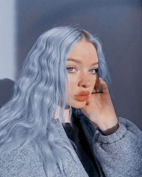 15 Stunning Winter Hair Color Ideas for Blondes in 2023-2024 - thepinkgoose.com Ice Blue Hair, Icy Blue Hair, Periwinkle Hair, Silver Blue Hair, Sky Blue Hair, Baby Blue Hair, Blue Hair Aesthetic, Pastel Blue Hair, Winter Hair Colors