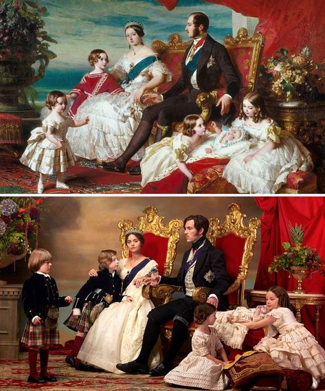 The Cast of Victoria Just Recreated an Iconic Portrait of the Royal Family Victoria Tv Show, Victoria Series, Queen Victoria Family, Queen Victoria Prince Albert, Royal Family Portrait, Royal Collection Trust, Royal Aesthetic, Family Painting, The Royal Collection