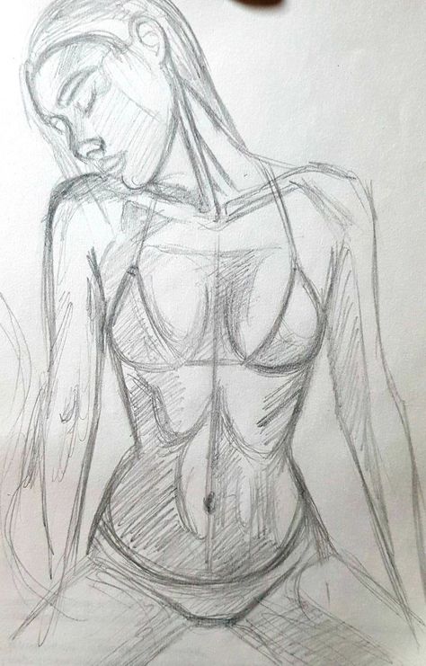 Drawing Womens Bodies, Womens Body Illustration, How To Draw Women Bodies, Sketches Of Girls Body Art, Women Body Sketch Art, Woman Drawing Body Sketches Poses, Drawings Woman Sketch, Pencil Art Drawings Woman, Drawings Of Bikinis