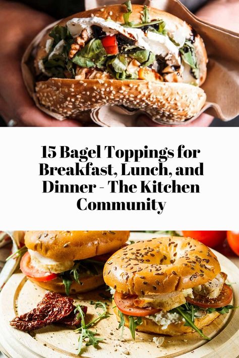 Bagel And Cream Cheese Ideas, Bagel For Lunch, Bagel Meal Ideas, Bagel Sandwich Ideas Dinners, Lunch Ideas Bagels, Bagel Sandwich Dinner, Bagel Dinner Ideas, Savory Bagel Toppings, Bagel Fillings Ideas Lunch