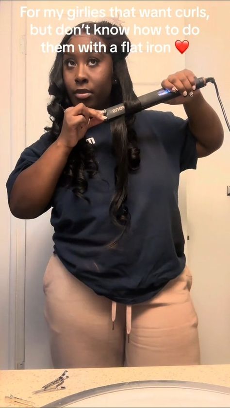 how to use flat iron to do curls👀🧐 follow @curlyme_com for more cr TT@jakiaa.lynn #fyp #foryou #hairtutorial #howto #curlinghair… | Instagram How To Do Curls With Flat Iron, How To Curl Wig With Flat Iron, How To Do Flat Iron Curls, How To Use Flat Iron, How To Flat Iron Curl, How To Curl My Hair With A Curling Iron, How To Curl Hair With A Flat Iron, How To Curl With Flat Iron, Ways To Curl Your Hair With A Flat Iron