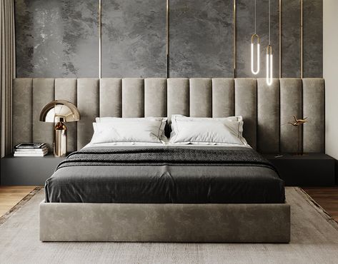 Bed Headboard Design, Modern Luxury Bedroom, Modern Bedroom Interior, Luxury Bedroom Master, غرفة ملابس, Wall Bedroom, Bedroom Bed Design, Headboard Designs, Upholstered Panels