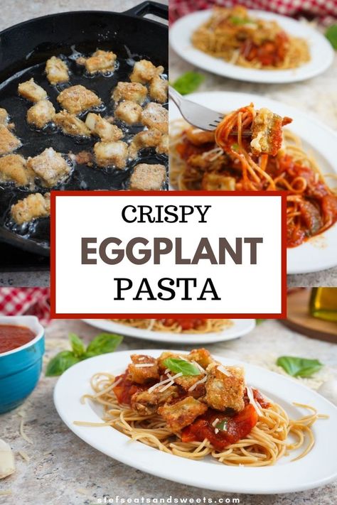 Pasta Without Meat, Eggplant Spaghetti, Eggplant Recipes Pasta, Fried Eggplant Recipes, Breaded Eggplant, Eggplant Fries, Eggplant Pasta, Crispy Eggplant, Fried Eggplant