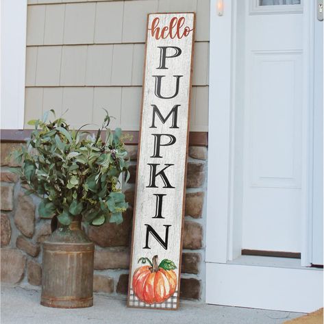 Hey Pumpkin Sign, Wooden Fall Porch Signs, Wooden Sign Ideas Diy, Diy Porch Signs Ideas, Diy Fall Signs Front Porches, Porch Boards Signs, Fall Welcome Sign Front Door, Wood Porch Signs, Wooden Porch Signs