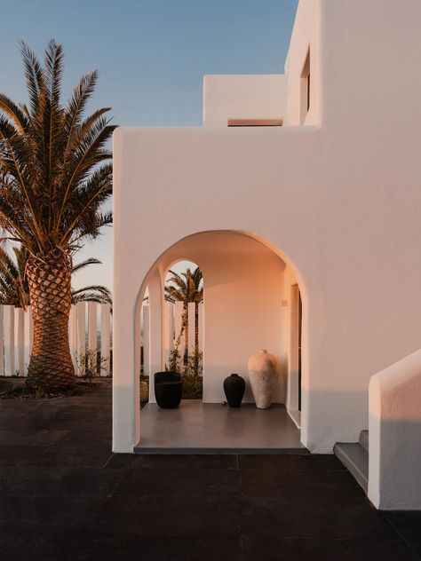 Nobu Santorini, Greece hotel review | CN Traveller Santorini Style Home, Nobu Santorini, Santorini Greece Hotel, Mediterranean Architecture Modern, Santorini Architecture, Villa Facade Design, Hotels In Santorini Greece, Mediterranean Hotel, Plaster House