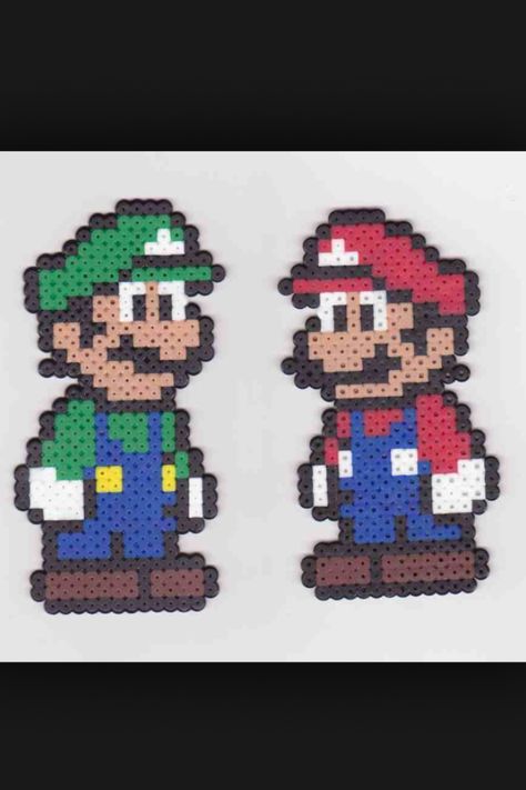 Hama Beads Mario, Hama Mario, Perler Bead Mario, Easy Perler Bead Patterns, Hama Beads Design, Mario Luigi, Perler Bead Templates, Hama Beads Patterns, Melting Beads