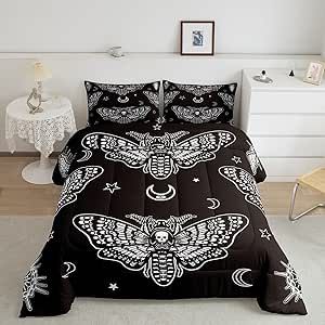 Letto King Size, Skull Moth, Goth Things, Skull Bedding, Insect Print, Quilt Material, Gothic Skull, Colorful Butterfly, Comforter Cover