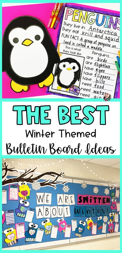 Create these fun winter theme bulletin board ideas with winter crafts! Your elementary students will love these easy winter crafts and art time and it makes a great bulletin board idea for January. Pick your favorite of 6 different ideas and some include writing activities too! This way you can show off your students work as well. Find out more here. Best Bulletin Board Ideas, January Bulletin Board Ideas, Snowman Writing Activities, Wonderland Crafts, Holiday Bulletin Boards, Easy Winter Crafts, Santa Writing, Fun Writing Prompts, January Bulletin Boards