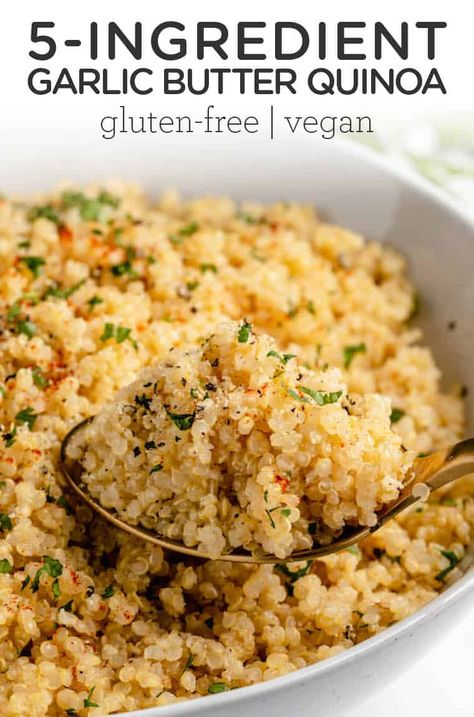 Garlic Butter Quinoa, Quinoa Side, Quinoa Side Dish, Quinoa Recipes Easy, Desayuno Keto, Easy Quinoa, Quinoa Recipe, Simply Quinoa, Vegan Side Dishes