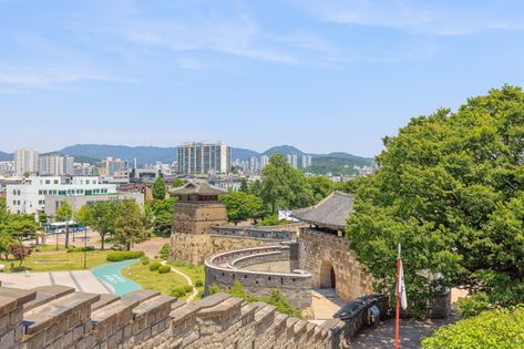 Wednesday, May 29th, 2024 @ Suwon, South Korea: After breakfast at the RYSE, we took the train down to Suwon to see the Hwaseong, the city's World Heritage listed fortress.  We spent the day walking a full circle along the fortress wall, stopping for lunch along the way. Suwon, Full Circle, The Train, World Heritage, South Korea, The Way, The Day, Walking, Train