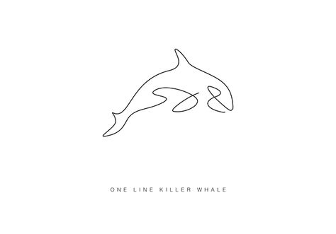 Set of animal logos / icons made in one line. Small Orca Tattoo Simple, Sea Turtle Tattoo Linework, Geometric Orca Tattoo, One Line Animals, Killer Whale Tattoo, Orca Tattoo, One Line Tattoo, Whale Drawing, Whale Tattoos