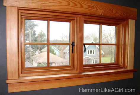 Installing Craftsman Window Trim (Finally) | Hammer Like a Girl Craftsman Trim Window, Craftsman Style Window Trim, Craftsman Style Windows, Craftsman Windows, Craftsman Window, Craftsman Window Trim, Craftsman Trim, Interior Window Trim, Lumber Yard