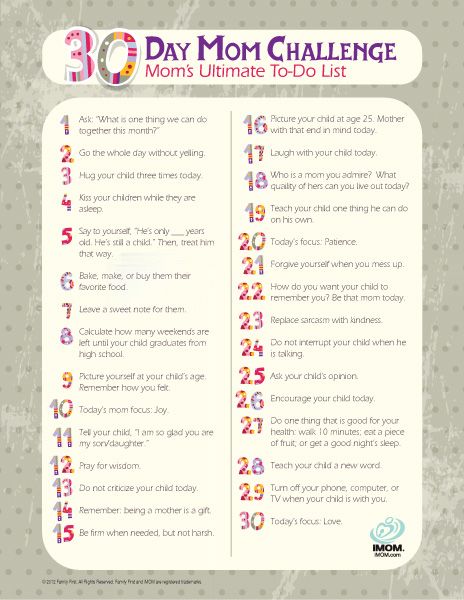 30 Day Mom Challenge    http://imom.com/tools/build-relationships/30-day-mom-challenge/  #mom #Challenge Mom Challenge, Better Mom, Confidence Kids, Pumping Moms, Smart Parenting, Child Rearing, Mentally Strong, First Time Moms, Good Parenting