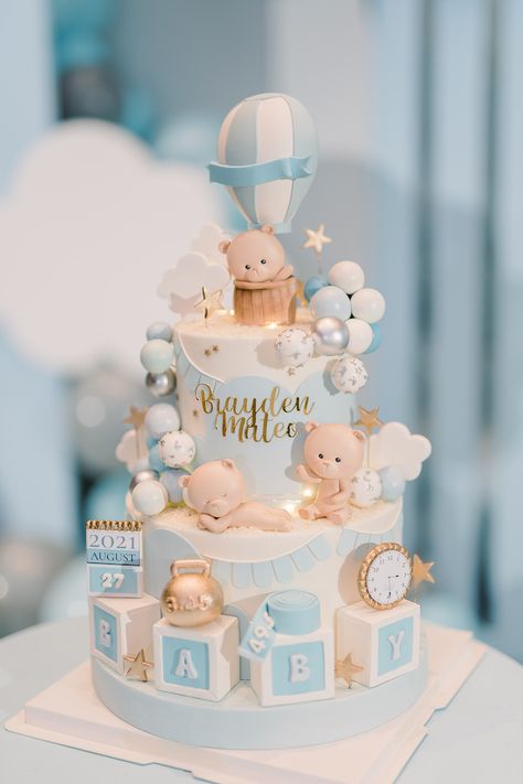 Baptismal Cake Boy, Teddy Bear Theme Cake, Baby Boy Baptismal Theme Ideas, Baptismal Cake, Baptism Theme Ideas, Baptismal Theme Boy, Teddy Bear 1st Birthday Boy Cake Ideas, Bear Cake, Babtisim Cake Boy