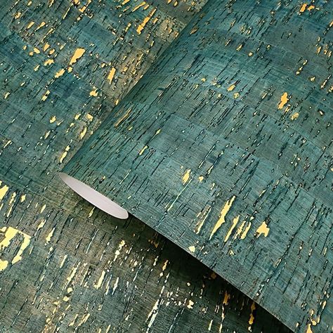 Real Natural Cork Wallpaper Green Gold Metallic Striped Textured Wallcoverings - Etsy Cork Wallpaper, Ceiling Murals, Stone Wallpaper, Room Bedding, Wallpaper Green, Teal Wallpaper, Tv Background, Metallic Wallpaper, Wallpaper Size