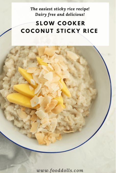 Crockpot Coconut Rice, Slow Cooker Rice Pudding, Easy Rice Pudding, Coconut Sticky Rice, Slow Cooker Rice, Coconut Milk Rice, Sweet Sticky Rice, Coconut Rice, Insta Pot