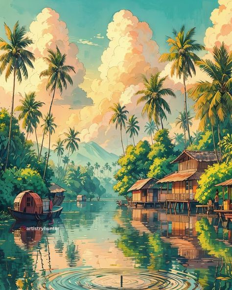 Kerala Drawing Illustrations, Kerala Landscape Painting, Kerala Landscape Design, Kerala Background, Kerala Illustration, Kerala Poster, Kerala Drawing, Kerala Landscape, Kerala Lifestyle