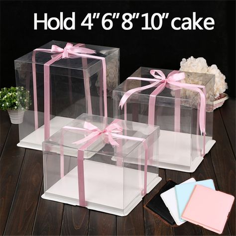 Transparent Packaging Ideas, Cookies Package, Wedding Cake Box, Bakery Decoration, Cake Boxes Packaging, Paper Cookies, Clear Cake, Paper Cake Box, Clear Gift Boxes