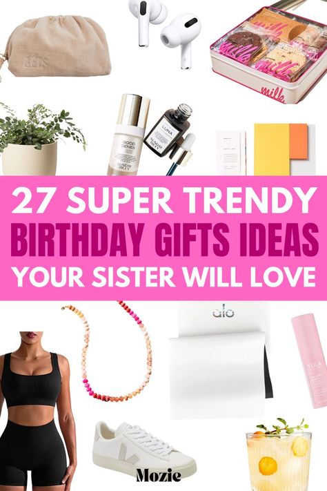 these are the absolute ebst birthday gifts for sister! she will absolutely love any of these gifts for her birthday! Creative Birthday Gifts For Sister, Birthday Present Ideas For Sister, Gift Ideas For Sister Birthday, Trendy Birthday Gifts, Sister Birthday Presents, Top Gifts For Women, Gifts For Young Women, Small Birthday Gifts, Cool Gifts For Teens