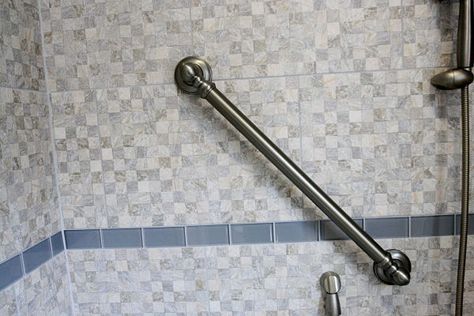 Grab bars can help prevent bathroom injuries. Here are four facts to know about… Grab Bars In Bathroom Tub, Bathtub Grab Bar Ideas, Shower Grab Bar Placement, Bathroom Grab Bars, Remove Bathtub, Sunken Tub, Accessible Bathroom Design, Deep Tub, Shower Grab Bar