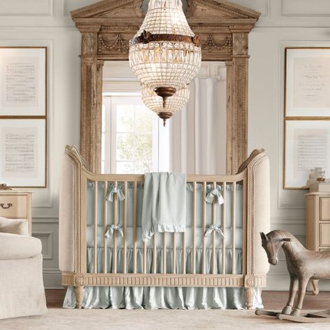 10 Nurseries You Have to See to Believe From RH Baby & Child Restoration Hardware Nursery, Elegant Baby Nursery, Upholstered Crib, Nursery Ideas Boy, Restoration Hardware Baby, Baby Room Neutral, Nursery Room Design, Nursery Room Boy