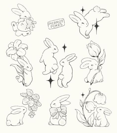 Little Tattoos, 심플한 그림, Petit Tattoo, Cute Little Tattoos, Bunny Drawing, Tattoo Flash Art, Simplistic Tattoos, Tattoo Design Drawings, Pretty Tattoos