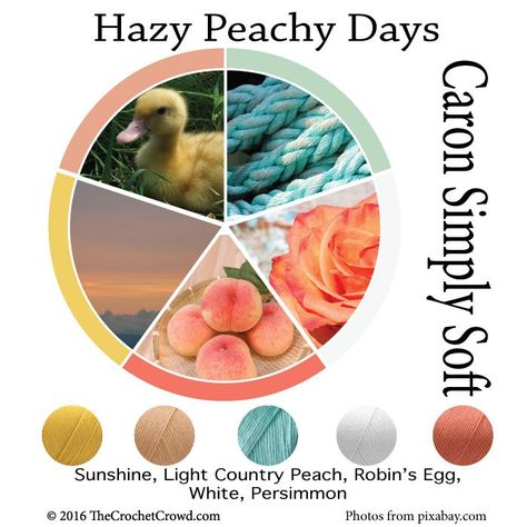 Caron Simply Soft Hazy Peachy Days Color Combinations Pastel, Yarn Combinations, The Crochet Crowd, Yarn Color Combinations, Caron Yarn, Awesome Crochet, Crochet Crowd, Caron Simply Soft, Colour Combos