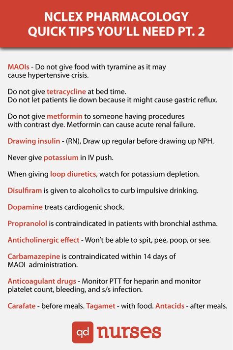 NCLEX Pharmacology Quick Tips Part II Nclex Pharmacology, Nursing Study Tips, Nurse Study, Nclex Study Guide, Nursing Information, Nclex Pn, Nclex Prep, Nclex Study, Nursing Mnemonics