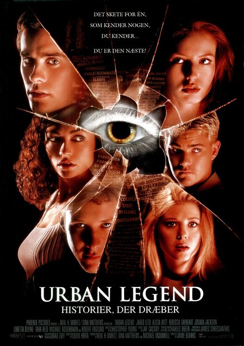 URBAN LEGEND (1998) Urban Legend Movie, Urban Legend 1998, Posters Decor, Robert Englund, Mark Strong, Urban Legend, Slasher Film, Elisabeth Moss, Slasher Movies