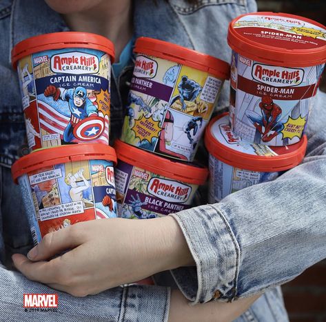 Ample Hills and Marvel Team Up for New Ice Cream Flavors Spiderman Ice Cream, Captain America And Spiderman, Ample Hills Creamery, Cherry Pie Recipe, Avengers Party, 80th Anniversary, Men Cream, Black Raspberry, Ice Cream Flavors