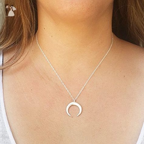 Sterling Silver Double Horn Necklace,Silver Horn necklace,Moon Necklace,Crescent Moon,Boho Necklace - Wedding nacklaces (*Amazon Partner-Link) Double Horn Necklace, Gold Horns, Necklace Moon, Trendy Necklace, Horn Necklace, Horn Pendant, Pearl Jewelry Necklace, Crescent Moon Necklace, Necklace Simple