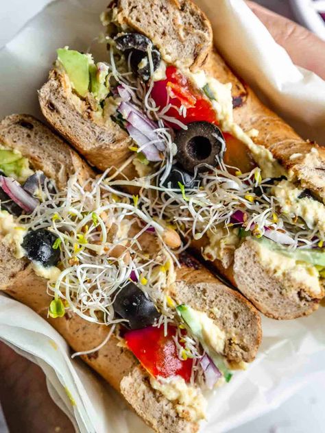 Hummus Bagel with Veggies (Sandwich + 3 Open-faced Combos) | The Fruity Jem Hummus Bagel, Veggies Sandwich, Whole Wheat Bagel, Flavor Combos, Healthy Hummus, Vegan Nutella, What Can I Eat, Bagel Sandwich, Light Salad